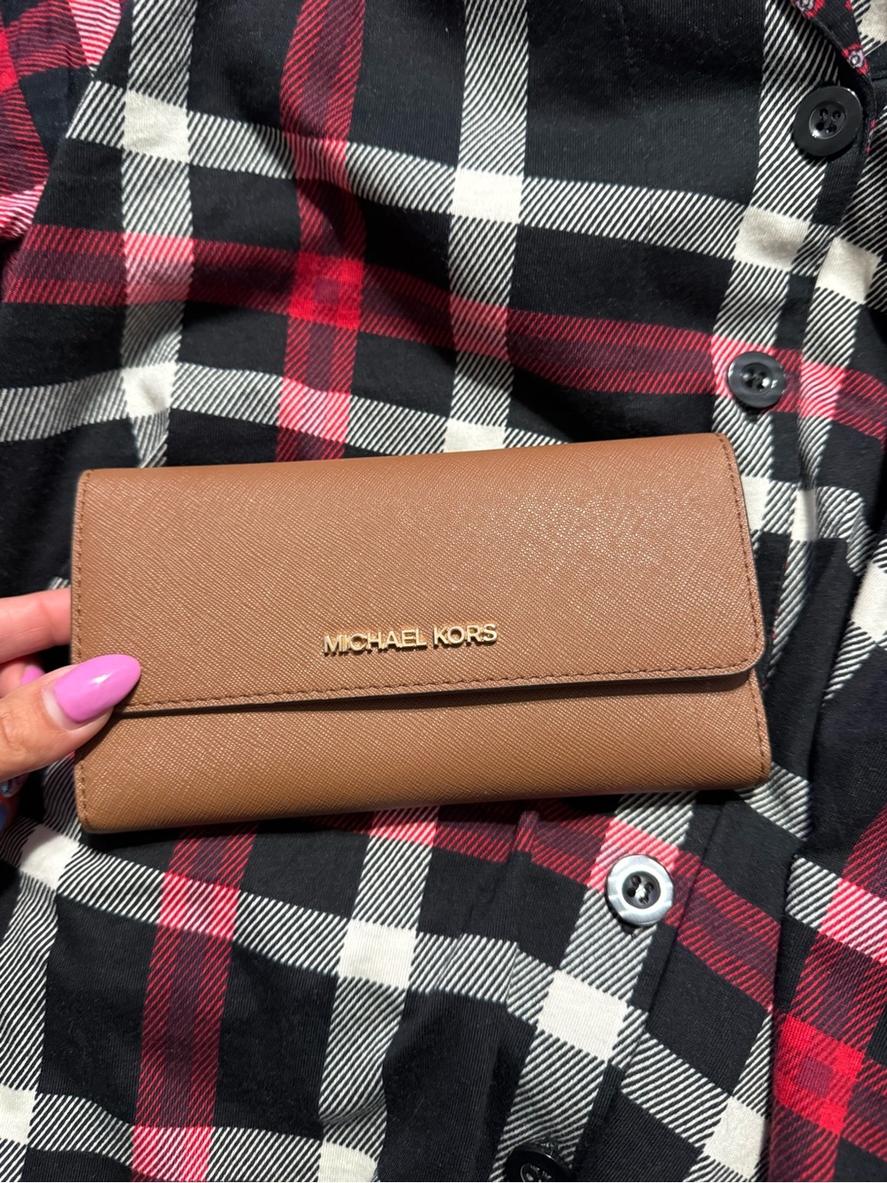 Michael Kors Saffiano Leather Continental Wallet - Cognac Brown